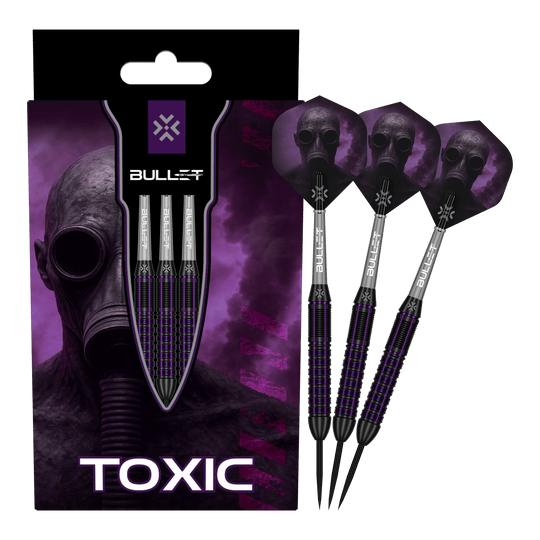 Bullet Toxic Brass Steel Darts - 23 g Abgebildet ist das Produkt Bullet Toxic Brass Steeldarts - 23g. Es handelt sich um einen Steeldart-Pfeil aus Messing.