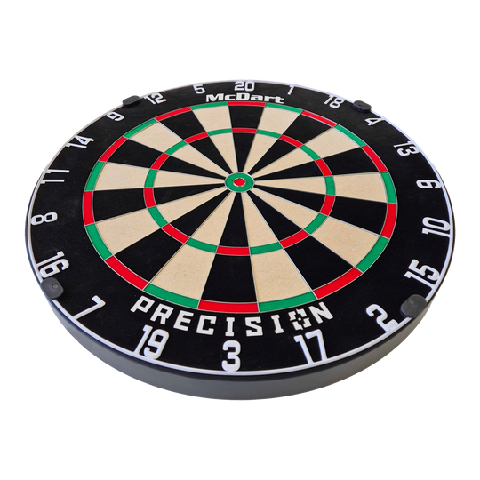 Bersaglio per freccette in acciaio di precisione McDart Dies ist ein McDart Precision Steeldartboard. Die Scheibe hat ein klassisches Design mit klarer Nummerierung und farbigen Markierungen.