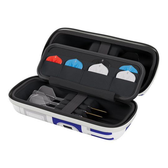 Portafreccette Target Star Wars Boa - R2D2 Das Bild zeigt das Target Star Wars Boa Dartcase im R2D2-Design. Das Dartcase ist für Fans von Star Wars und Dartspielern gedacht.