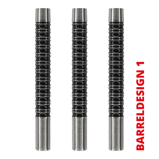 McDart Super Grip Long 90% tungsteno Hier ist der McDart Super Grip Long 90% Tungsten Softdart-Barrel zu sehen. Er besitzt eine längliche Form und viele Griffmulden.