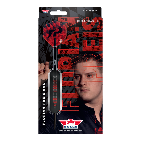 Bulls NL Florian Price Steeldarts - 23 g Das Produkt Bulls NL Florian Preis Steeldarts - 23g wird gezeigt. Die Steeldarts sind aus einer anderen Perspektive dargestellt.