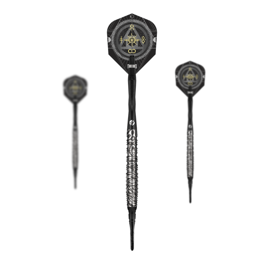 Freccette morbide Shot Alchemy Runstel - 20 g Abgebildet ist das Set der Shot Alchemy Runstel Softdarts mit 20 Gramm. Die Darts sind als Set zusammengefasst zu erkennen.