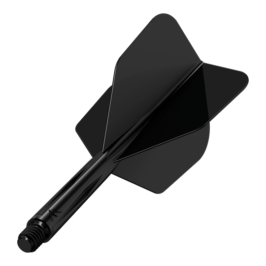 Sistema di alberi di volo Mission Force 90 No6 - Nero Das Bild zeigt das Produkt "Mission Force 90 No6 Flight-Shaft-System - Schwarz". Es handelt sich um ein schwarzes Dart-Flight- und Schaftsystem in moderner Ausführung.