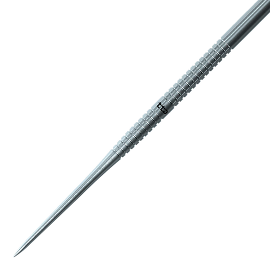 Hier ist das Produkt Caliburn TTD Complete Titanium T1 Silver Steeldarts - 5g abgebildet. Die Steeldarts sind aus silberfarbenem Titan gefertigt.