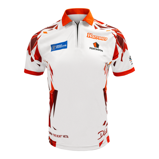 Maglietta del giocatore Damon Heta di Harrow Hier sieht man das Harrows Damon Heta Playershirt. Das Shirt ist für Dartspieler gemacht.