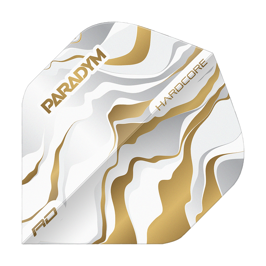 Red Dragon Hardcore Premium Paradym Gold Premium No2 Voli Standard Gezeigt wird Red Dragon Hardcore Premium Paradym Gold Premium No2 Standard Flights. Es sind goldfarbene, hochwertige Dart Flights für genaue Würfe.