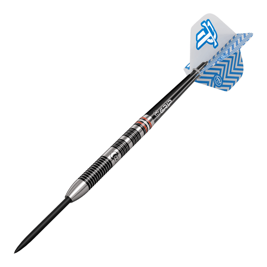 Bulls Challenger Patrick Tringler Steeldarts mit 21g Gewicht. Abgebildet ist das Dartprodukt aus einer anderen Perspektive.