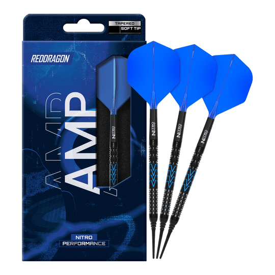 Freccette morbide affusolate Red Dragon Amp - 20 g Zu sehen sind Red Dragon Amp Tapered Softdarts mit 20g Gewicht. Diese Darts sind besonders für präzises Werfen geeignet.