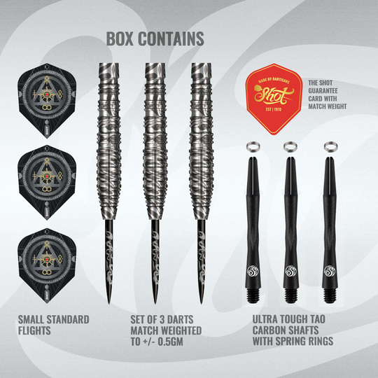 Freccette in acciaio Shot Alchemy Runstel Das Foto zeigt die Shot Alchemy Runstel Steeldarts. Das Produkt ist im Porträt zu sehen.