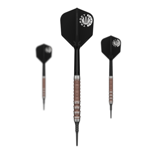 Target Japan Prime Series George Nishitani Raptor GEN6 Freccette morbide - 19,5 g Abgebildet ist das Set der Target Japan Prime Series George Nishitani Raptor GEN6 Softdarts mit 21,5g Gewicht. Das Set wird vollständig und übersichtlich präsentiert.
