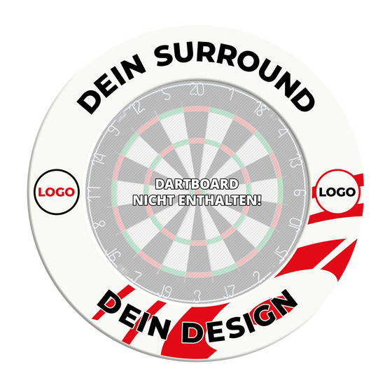 Cornice per bersaglio con il tuo design Ein Bild mit dem Namen MSF-Wei_Dartboard_Surround_Wunschdruck_Schwarz_Wei_3. Es handelt sich wahrscheinlich um eine Variante des Dartboard-Surrounds in Weiß-Schwarz mit Wunschdruck.