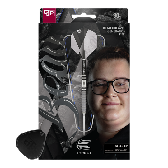 Freccette in acciaio Target Beau Greaves GEN1 Swiss Point Gezeigt wird das Set Target Beau Greaves GEN1 Swiss Point Steeldarts. Diese Darts sind ideal für Dartspieler und Fans von Beau Greaves.
