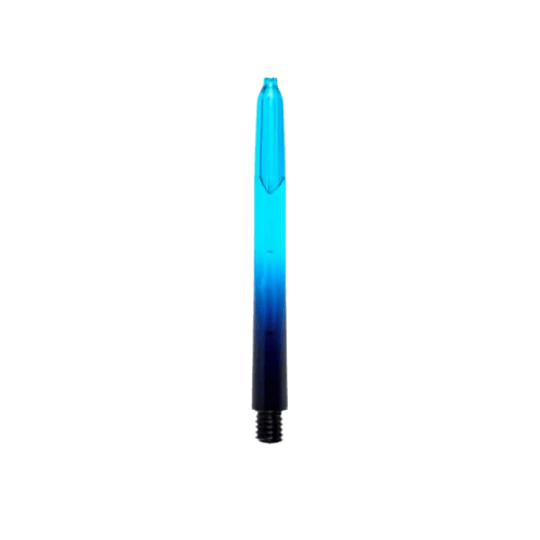 Pentathlon Vignette Plus Shafts nero/ciano Das Bild zeigt einen Pentathlon Vignette Plus Shaft in den Farben Schwarz und Cyan. Der Schaft hat ein Farbverlauf-Design, das von unten nach oben von Schwarz zu Cyan wechselt.