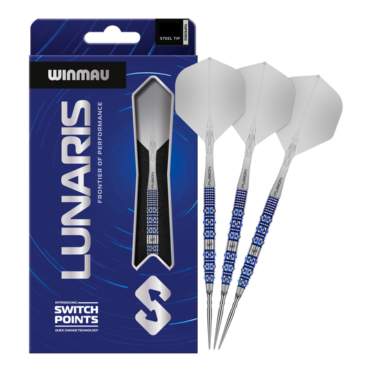 Freccette in acciaio Winmau Lunaris Tapered Switch Point Hier ist das Produkt Winmau Lunaris Tapered Switch Point Steeldarts zu sehen. Diese Steeldarts bieten eine hochwertige Verarbeitung und ein elegantes Aussehen.