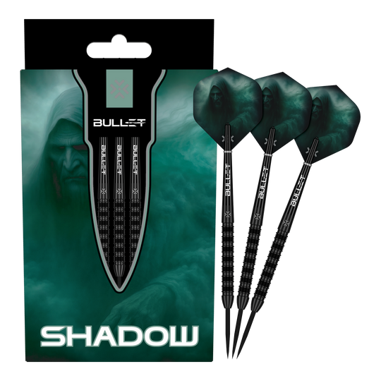 Freccette in acciaio Bullet Shadow Das Bild zeigt die Bullet Shadow Steeldarts. Sie sind hochwertige Steeldarts mit einem modernen Design.