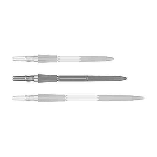 Punte per freccette Target Elysian Archetype 43 Swiss Point in acciaio - Argento Dargestellt ist eine einzelne silberne Dartspitze mit einer Länge von 35mm. Sie gehört zum Swiss Point System.