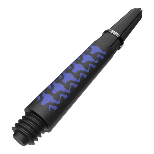 Aste in carbonio Bulls NL Capo - Blu Abgebildet ist ein weiteres Produktfoto von BullsNL Capo Carbon Shafts Blau Short 34mm. Gezeigt wird ein Satz mit kurzen blauen Dartschäften.