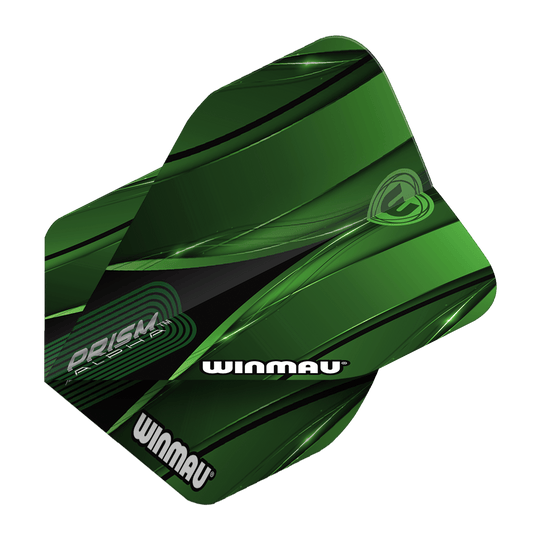Voli standard Winmau Alpha Sniper Green Das Bild zeigt das Produkt "Winmau Alpha Sniper Green Standard Flights". Die Dart-Flights sind grün mit schwarzen und weißen Akzenten gestaltet und tragen den Schriftzug "WINMAU".