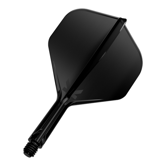 Target K-Flex No2 Standard Flight System - Nero Das Bild zeigt ein schwarzes Dartflight mit integriertem Schaft. Das Design ist schlicht und modern gehalten.