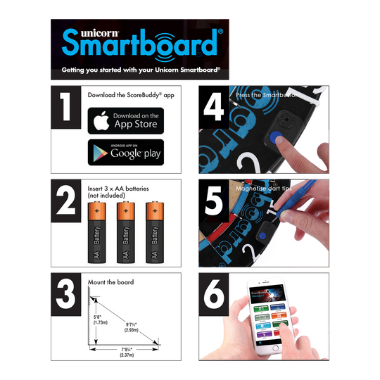 Bersaglio per freccette in acciaio Unicorn Smartboard