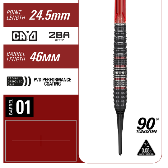 Freccette morbide Target Japan Prime Series Diamond Kosuzu Iwoa GEN4 - 18 g Das Bild zeigt die Target Japan Prime Series Diamond Kosuzu Iwoa GEN4 Softdarts mit 18g Gewicht. Es handelt sich um hochwertige Softdarts für präzises Werfen.