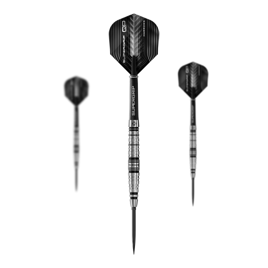 Freccette in acciaio Harrows Supergrip Torpedo Quick Point Das Bild zeigt die Harrows Supergrip Torpedo Quick Point Steeldarts. Das Produkt ist als 1 Set abgebildet.