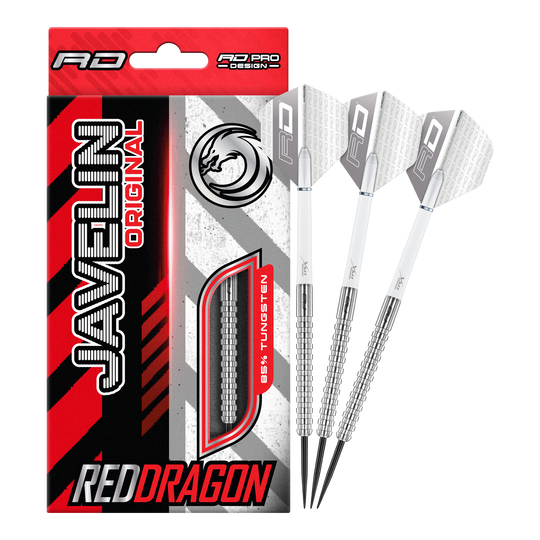 Freccette in acciaio Red Dragon Javelin Das Bild zeigt die Red Dragon Javelin Steeldarts in voller Ansicht. Sie sind speziell für das professionelle Darten entwickelt.