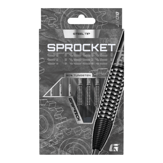DArdi in acciaio GOAT Sprocket MKIII Bomb Das Produkt GOAT Sprocket MKIII Bomb Steeldarts wird präsentiert. Der Steeldartpfeil ist in Nahaufnahme dargestellt.