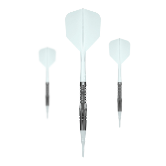 Freccette morbide Caliburn Prisma P1 - 19 g Dargestellt ist das Set des Caliburn Prisma P1 Softdarts mit 19g. Das Produkt wird als komplettes Set für Softdart-Enthusiasten angeboten.