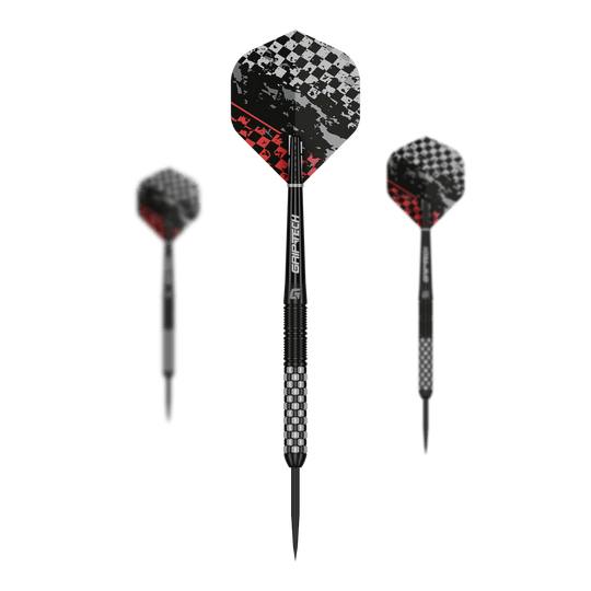Freccette in acciaio GOAT Finish Line Abgebildet sind GOAT Finish Line Tungsten Steeldarts. Diese Darts sind speziell für das Steeldartspiel entwickelt.