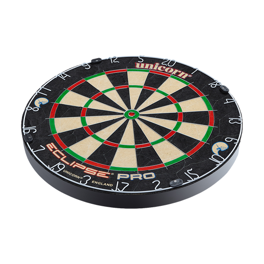Bersaglio per freccette Unicorn Eclipse Pro Dies ist ein Unicorn Eclipse Pro Dartboard. Die Dartscheibe hat ein klassisches, farbiges Design mit klar lesbaren Zahlen.