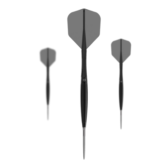 Freccette in acciaio Caliburn Chord C2 - 23,5 g Abgebildet ist ein Set der Caliburn Chord C2 Steeldarts - 23,5g. Mehrere Darts werden zusammen präsentiert.