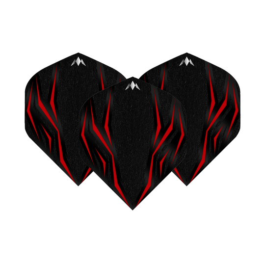 Missione Lava Red n. 6 Voli Das Bild zeigt die Mission Lava Red No6 Flights. Es sind rote Flights für Dartpfeile.