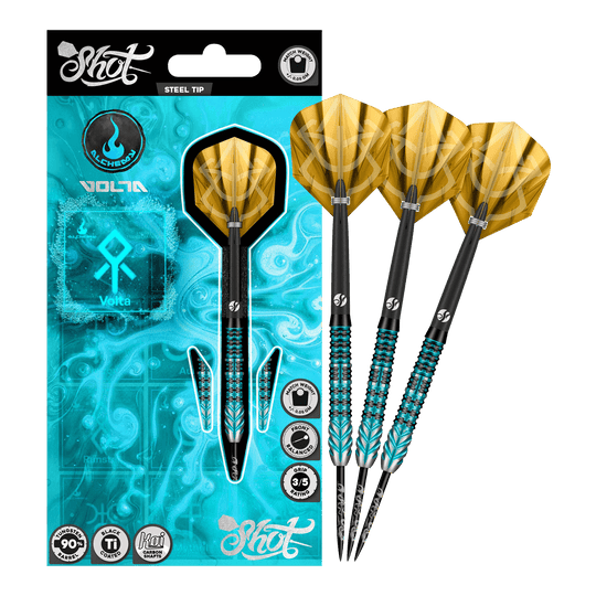 Freccette in acciaio Shot Alchemy Volta Das Bild stellt die Shot Alchemy Volta Steeldarts dar. Die Steeldarts sind hochwertig verarbeitet.