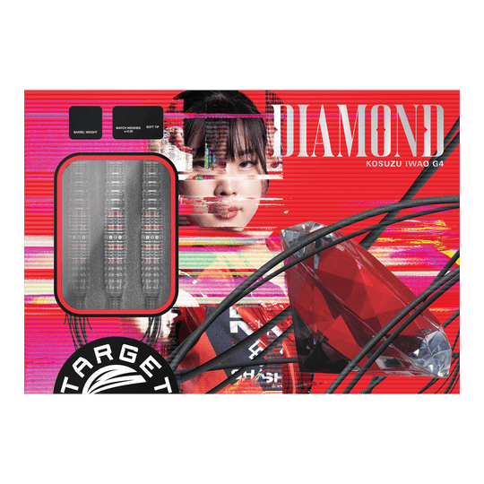 Freccette morbide Target Japan Prime Series Diamond Kosuzu Iwoa GEN4 - 18 g Abgebildet sind die Target Japan Prime Series Diamond Kosuzu Iwoa GEN4 Softdarts mit 18g. Sie eignen sich besonders für ambitionierte Dartspieler.