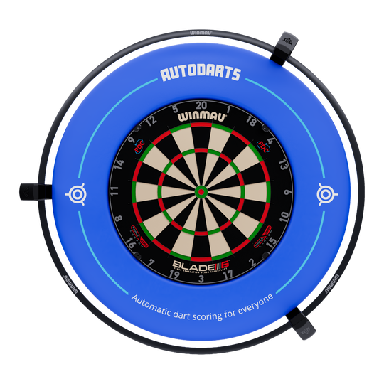 Sistema di punteggio automatico Autodarts Vantage Dies ist das Autodarts Vantage Auto-Scoring-System. Das Bild zeigt das automatische Punktesystem für Darts in Nahaufnahme.