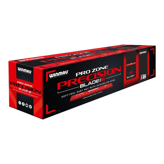 Tappetino per freccette morbido Winmau Pro Zone Precision Blade 6 Abgebildet ist die Winmau Pro Zone Precision Blade 6 Soft Dartmatte. Die Matte eignet sich ideal für Softdarts und präzises Spielen.
