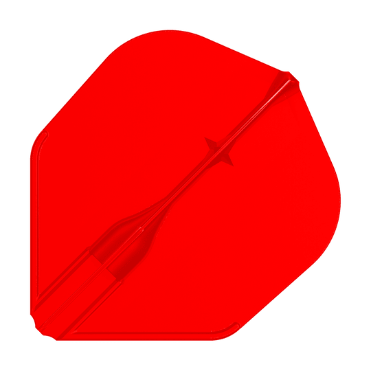 Voli L-L-Style3EZ Das Bild zeigt eine rote Dartflügel. Die Oberfläche ist glatt und hat eine symmetrische Form.