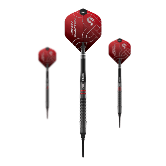 Freccette morbide Red Dragon Jonny Clayton RD-ADV - 18 g Auf dem Foto ist das Set der Red Dragon Jonny Clayton RD-ADV Softdarts - 18g zu sehen. Drei Softdarts liegen nebeneinander als Set.