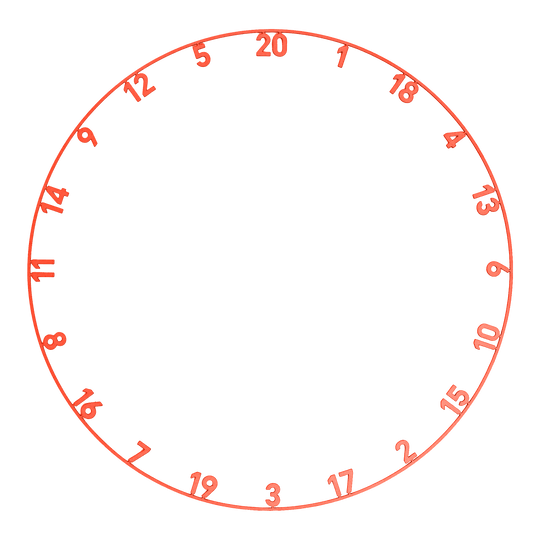 Das Bild zeigt einen Zahlenring mit Lasercut-Design in Inferno Red. Dieses Zubehör gehört zum Darts-Sport.