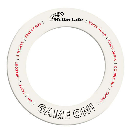 Gioco McDart sul bersaglio delle freccette Das Bild zeigt ein weißes Dartboard-Surround. Es sorgt dafür, dass Pfeile die Wand nicht beschädigen.