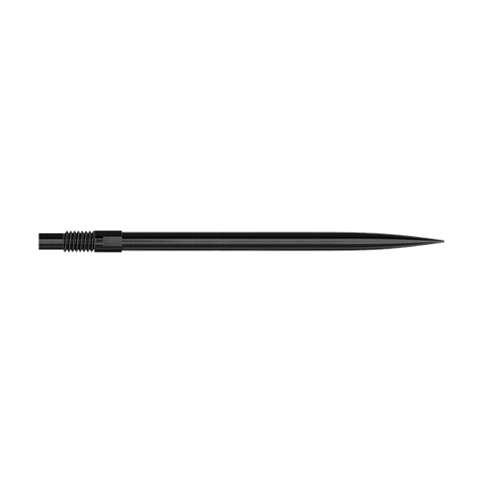Punte per freccette Harrows Quick Point - Nere Schwarze Dartspitzen mit einer Länge von 40 mm sind zu sehen. Sie liegen sortiert auf einer hellen Fläche.