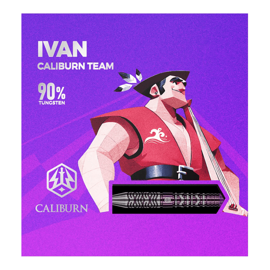 Caliburn Risveglio Ivan dardi d'acciaio Zu sehen sind die Caliburn Awakening Ivan Steeldarts. Diese Steeldarts sind bekannt für ihre Präzision.