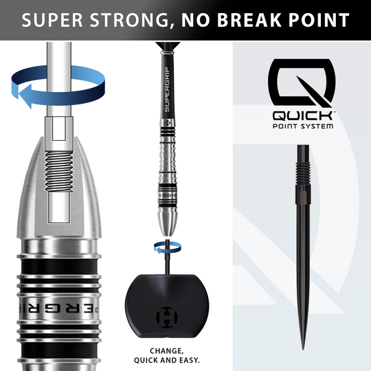 Freccette in acciaio Harrows Supergrip Bomb Quick Point Auf dem Bild sieht man die Harrows Supergrip Bomb Quick Point Steeldarts. Diese Darts sind ideal für ambitionierte Dartspieler.