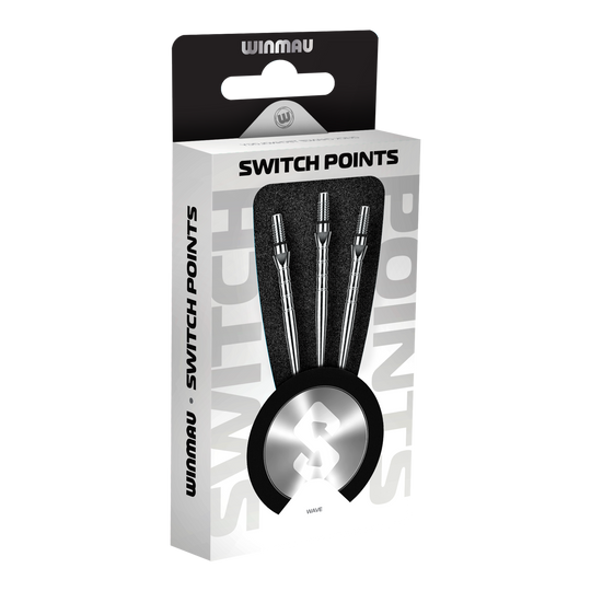Punte per freccette in acciaio Winmau Switch Point Wave - Effetto argento Abgebildet sind die Winmau Switch Point Wave Steeldartspitzen im Silver Effect. Die Spitze ist für Dartpfeile geeignet und sorgt für einen besonderen Look.