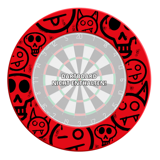 Ein Bild mit dem Dateinamen MSF-A5_McDart_Graffiti_Smilies_Dartboard_Surround_Rot_3. Hier wird vermutlich ein weiteres rotes Dartboard-Surround mit Smilies gezeigt.
