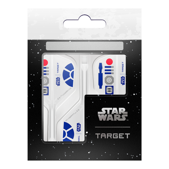 Voli Target Star Wars K-Flex R2D2 No6 Target Star Wars K-Flex R2D2 No6 Flights Dartflights sind auf dem Bild zu sehen. Die Flights zeigen ein Design im Star Wars-Stil mit R2D2-Motiv.
