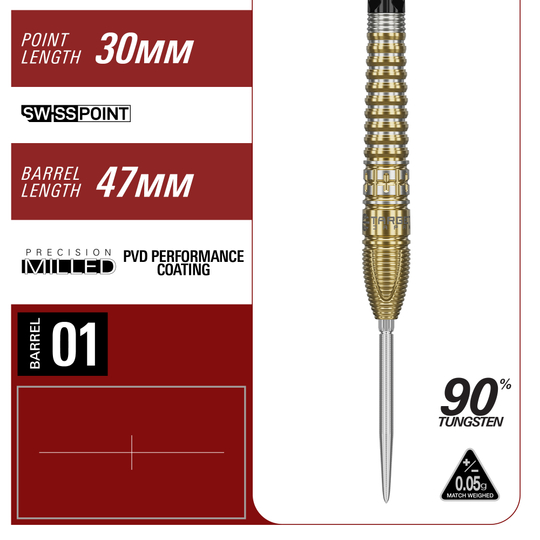 Freccette in acciaio Swiss Point Harith Lim HotShot GEN3 della serie Target Japan Prime Series Dieses Bild zeigt die Target Japan Prime Series Harith Lim HotShot GEN3 Swiss Point Steeldarts. Die Darts bieten optimale Kontrolle und ein edles Design.