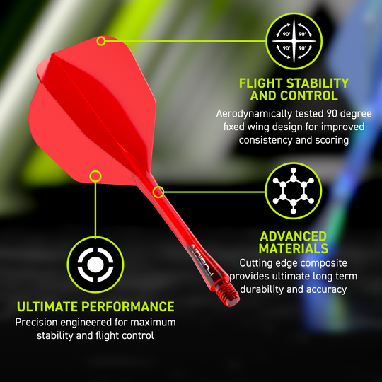 Sistema di alberi di volo a fusione Winmau n. 6 rosso Abgebildet ist das Winmau Fusion Flight-Shaft-System No6 in Rot. Es ist als hochwertiges Flight- und Shaft-System für Dartpfeile konzipiert.