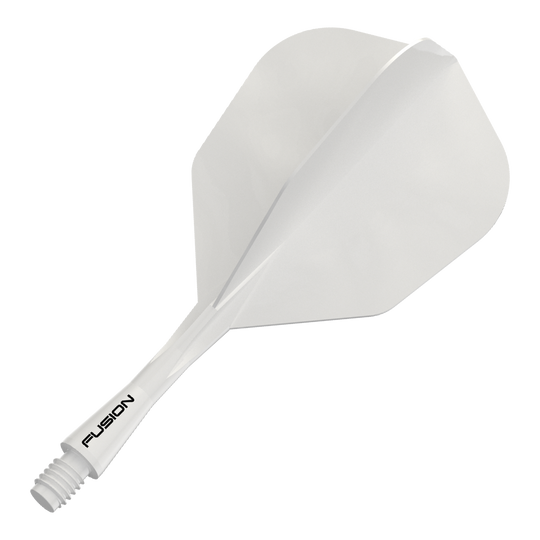 Sistema di alberi di volo Winmau Fusion n. 6 bianco pieno Das Bild zeigt das Winmau Fusion Flight Shaft System No6 in Weiß, 22mm. Abgebildet ist vermutlich ein Dart-Zubehörteil.